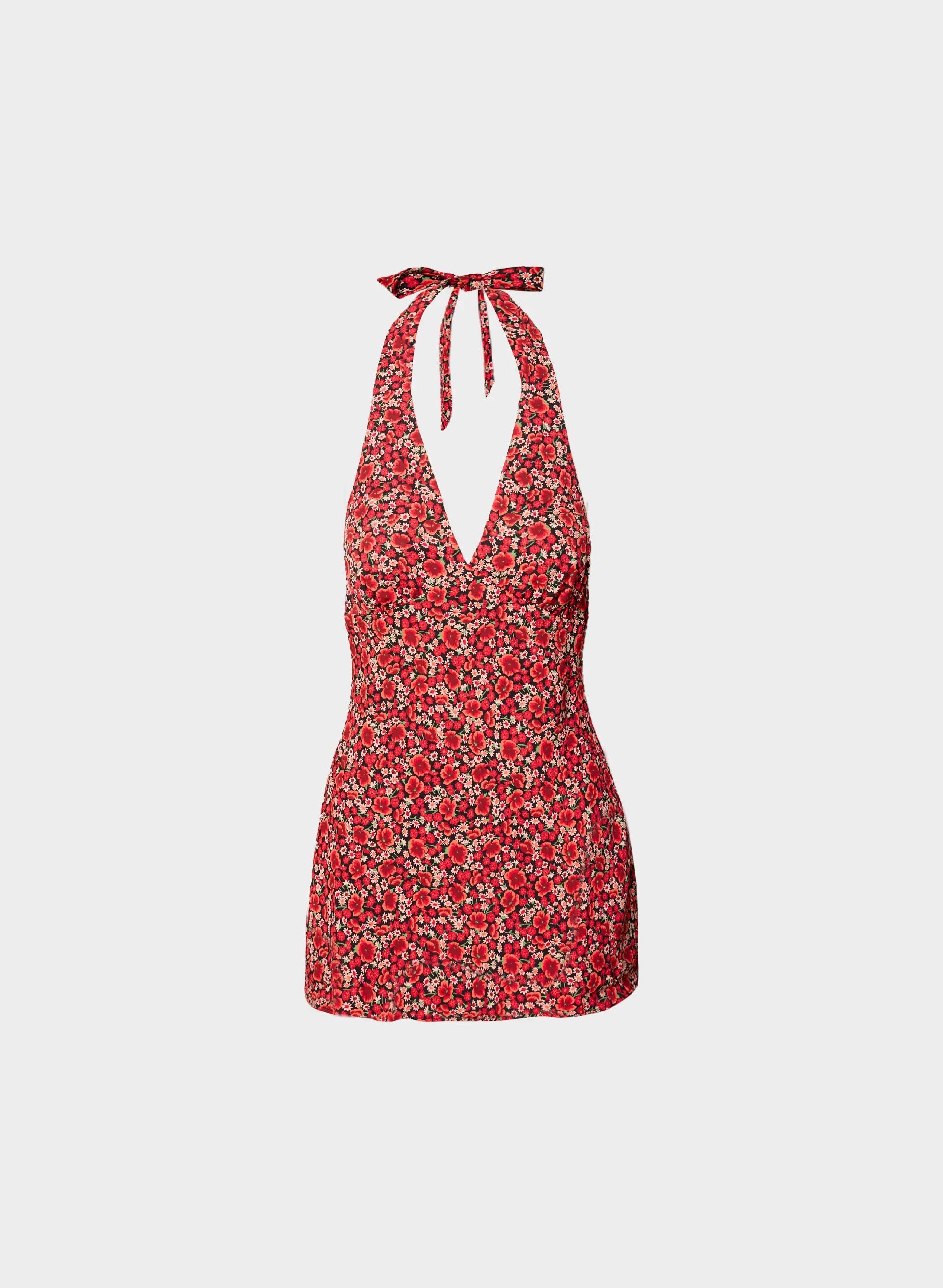 Isa Halter Dress - BLACK/RED