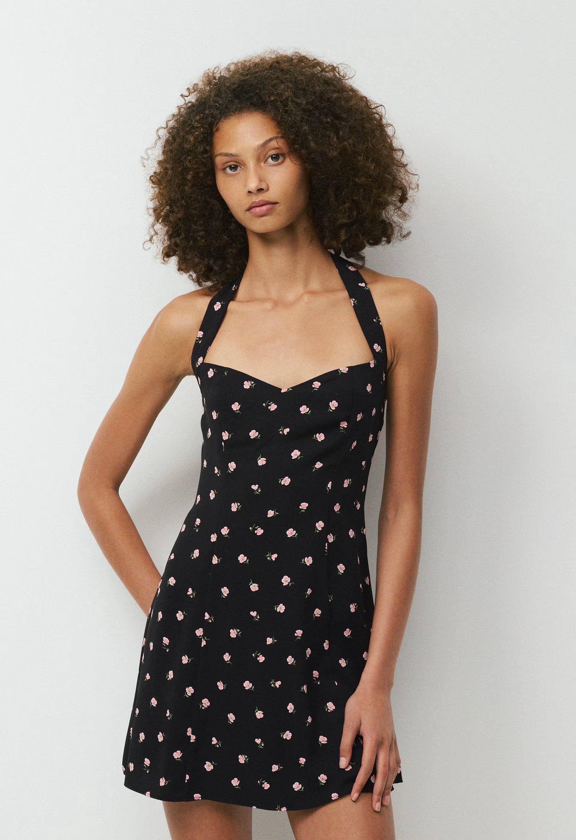Winnie Halter Dress - BLACK/PINK