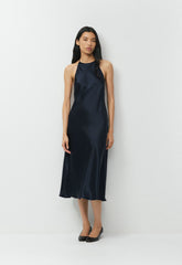 Estate Silk Halter Dress - DARK NIGHT NAVY