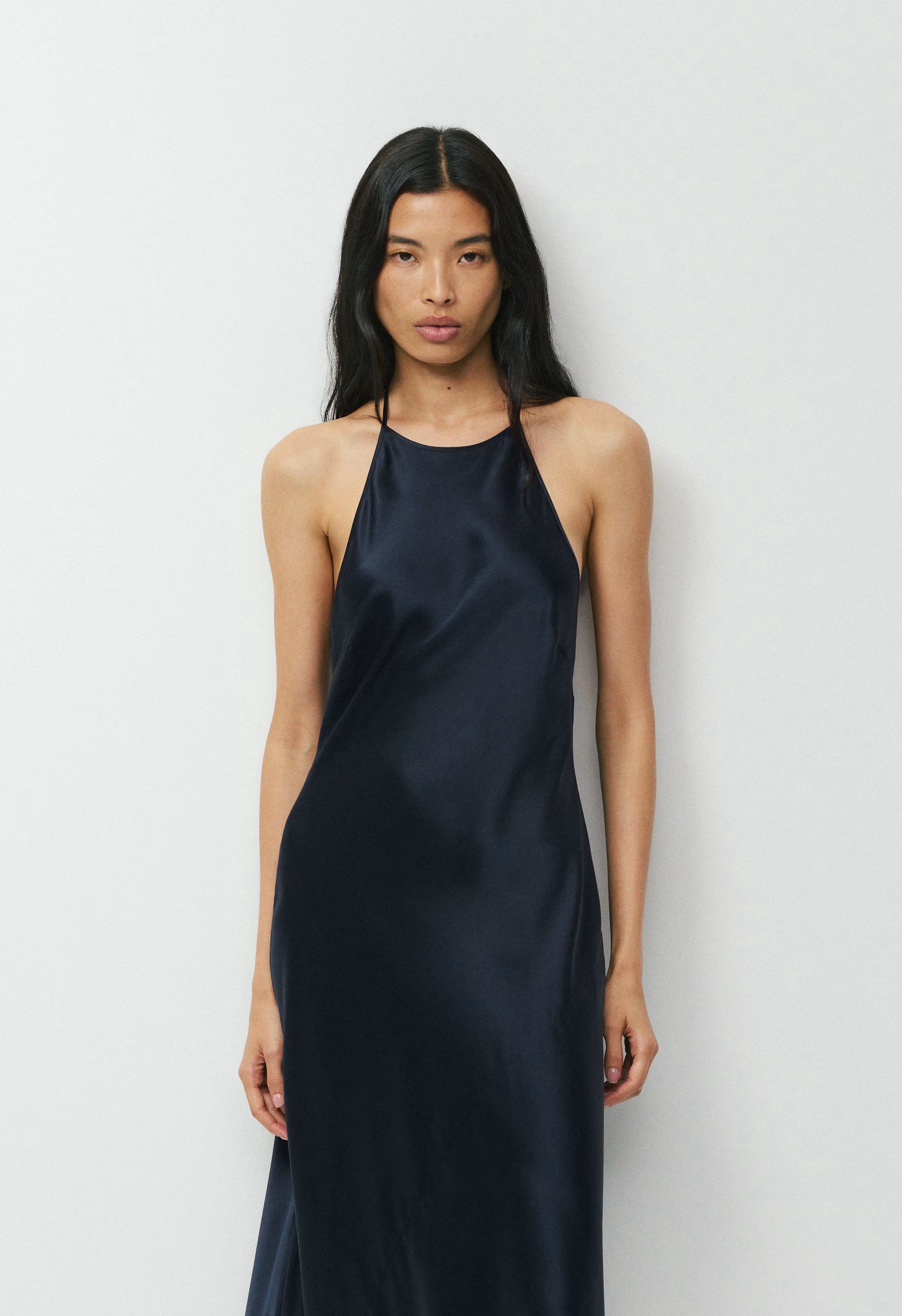 Estate Silk Halter Dress - DARK NIGHT NAVY