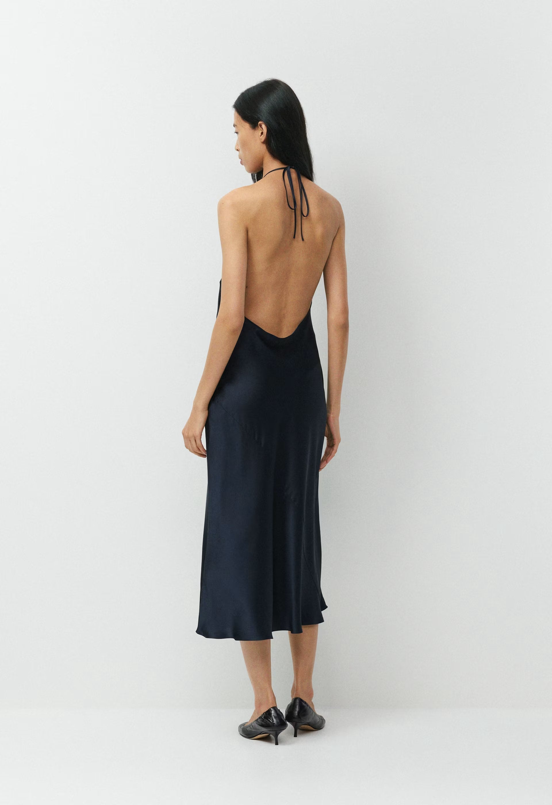 Estate Silk Halter Dress - DARK NIGHT NAVY