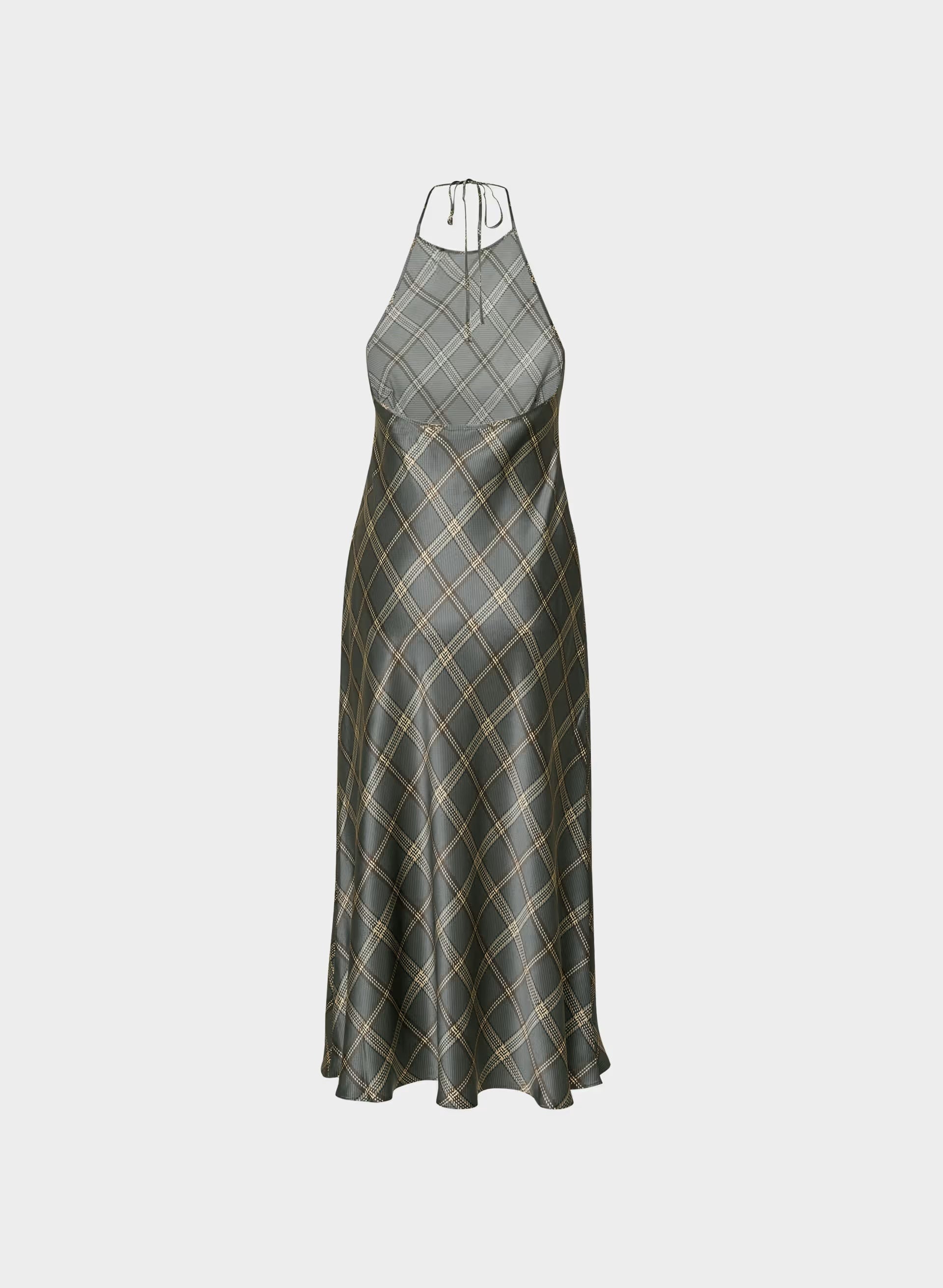 Estate Silk Halter Dress - DK GREY/ SSIDE CREAM