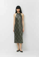 Estate Silk Halter Dress - DK GREY/ SSIDE CREAM