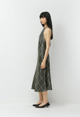 Estate Silk Halter Dress - DK GREY/ SSIDE CREAM