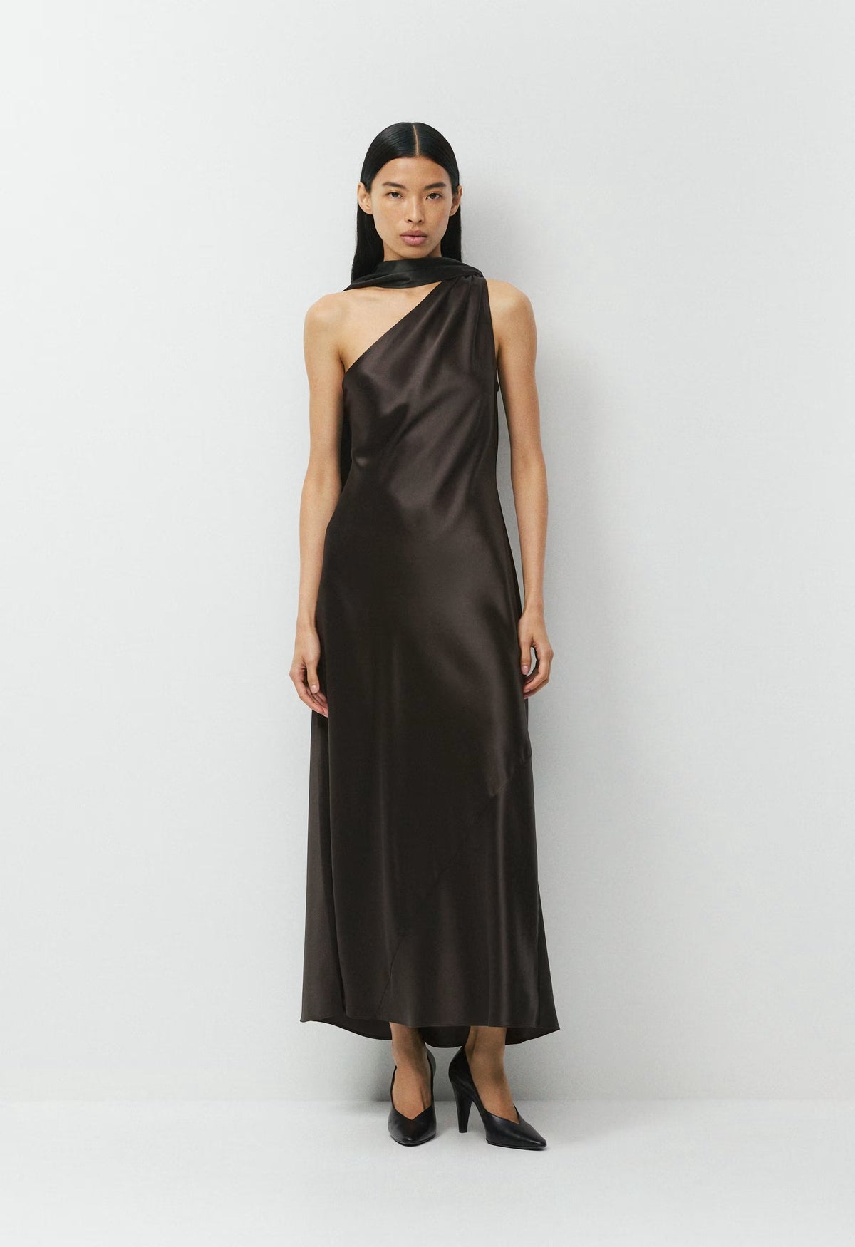 Verve Satin Dress - CACAO NIB BROWN