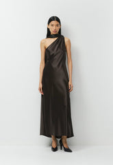 Verve Satin Dress - CACAO NIB BROWN