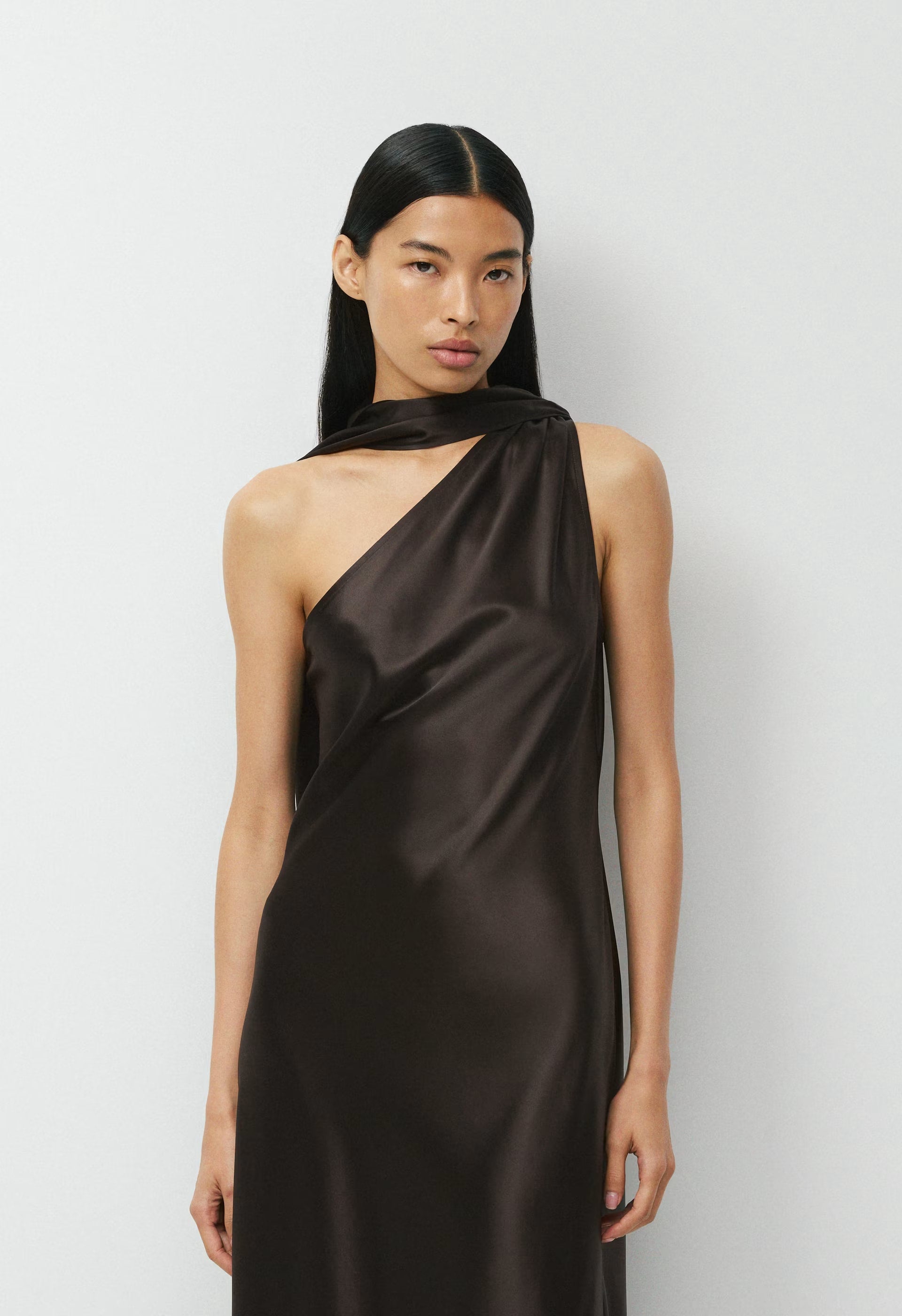 Verve Satin Dress - CACAO NIB BROWN