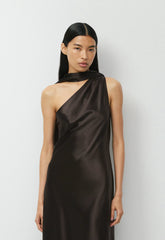 Verve Satin Dress - CACAO NIB BROWN