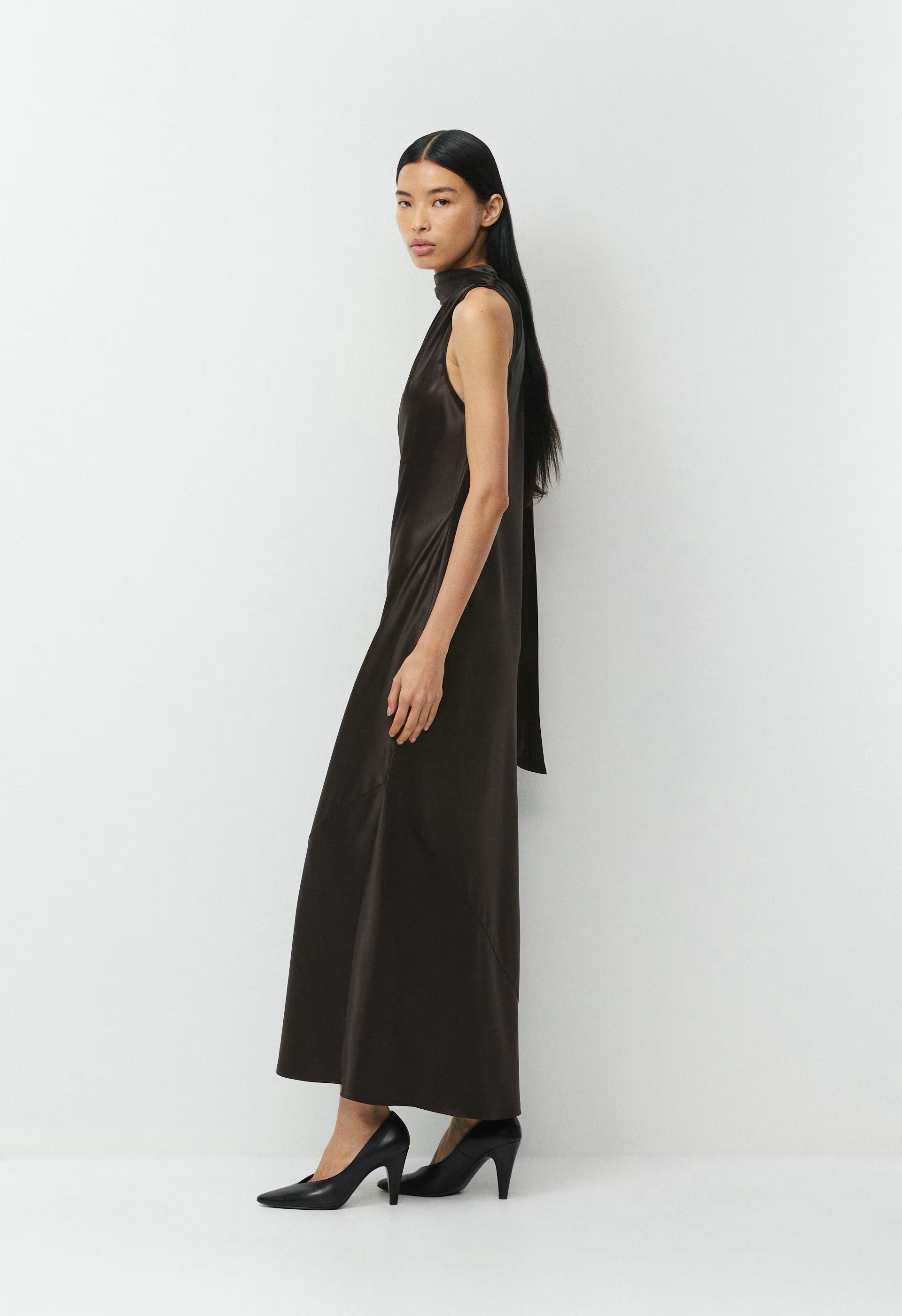 Verve Satin Dress - CACAO NIB BROWN