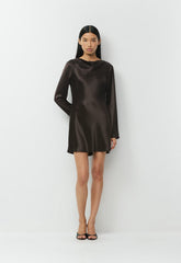 Choreo Satin Dress - CACAO NIB BROWN