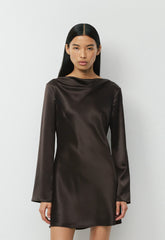 Choreo Satin Dress - CACAO NIB BROWN