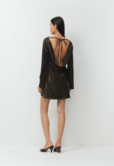 Choreo Satin Dress - CACAO NIB BROWN