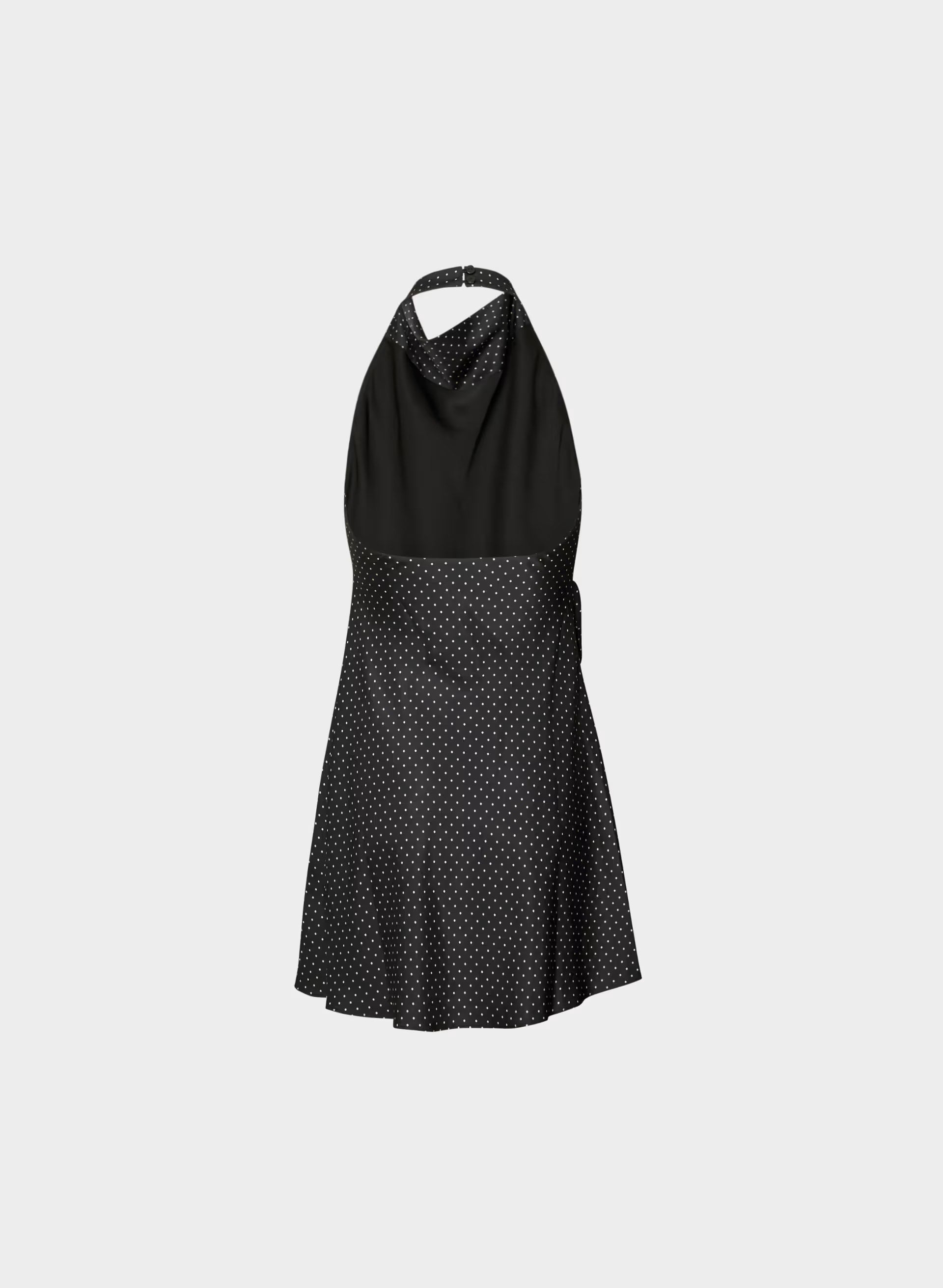 Audience Satin Mini Halter Dress - BLACK/BIRCH