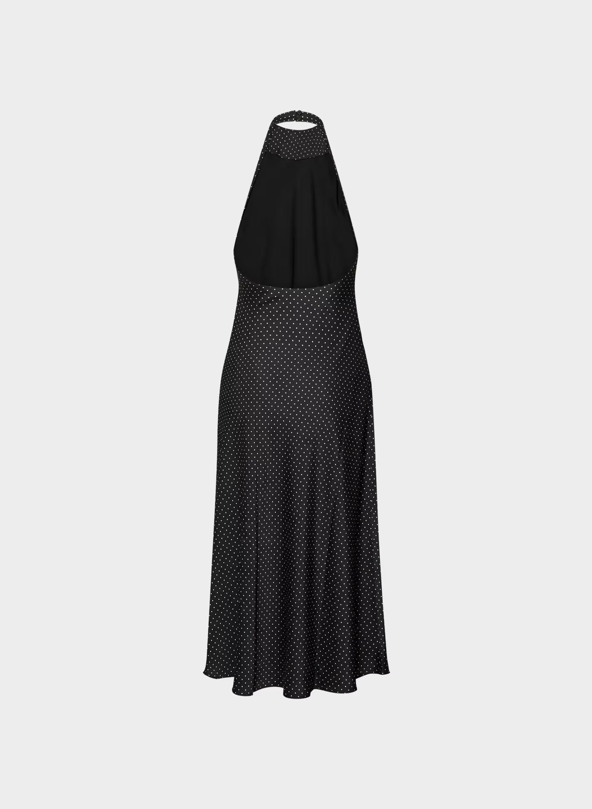 Audience Satin Maxi Halter Dress - BLACK/BIRCH