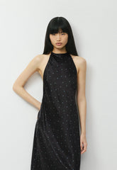 Estate Silk Halter Dress - BLK/BLU MIRAGE