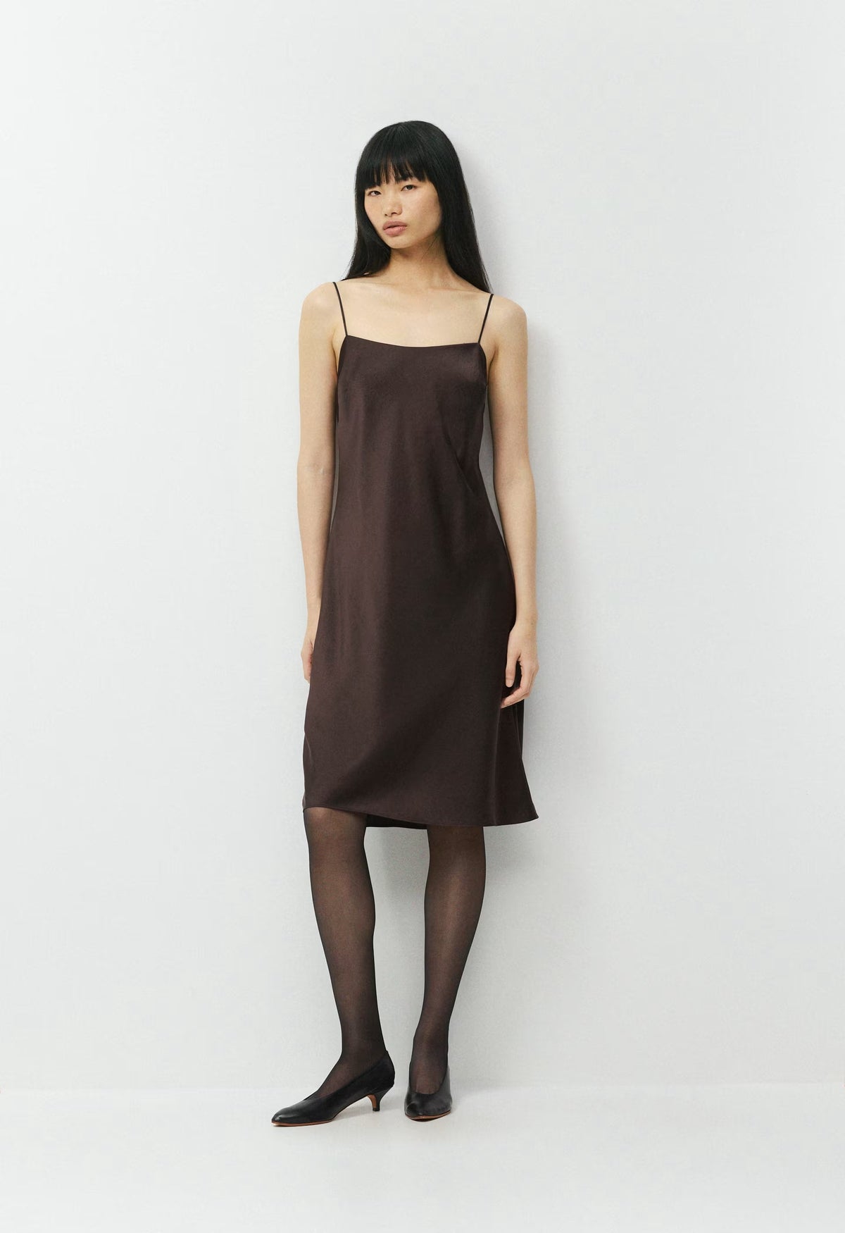 Fresca Satin Cami Dress - RICH MOCHA BROWN