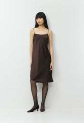 Fresca Satin Cami Dress - RICH MOCHA BROWN
