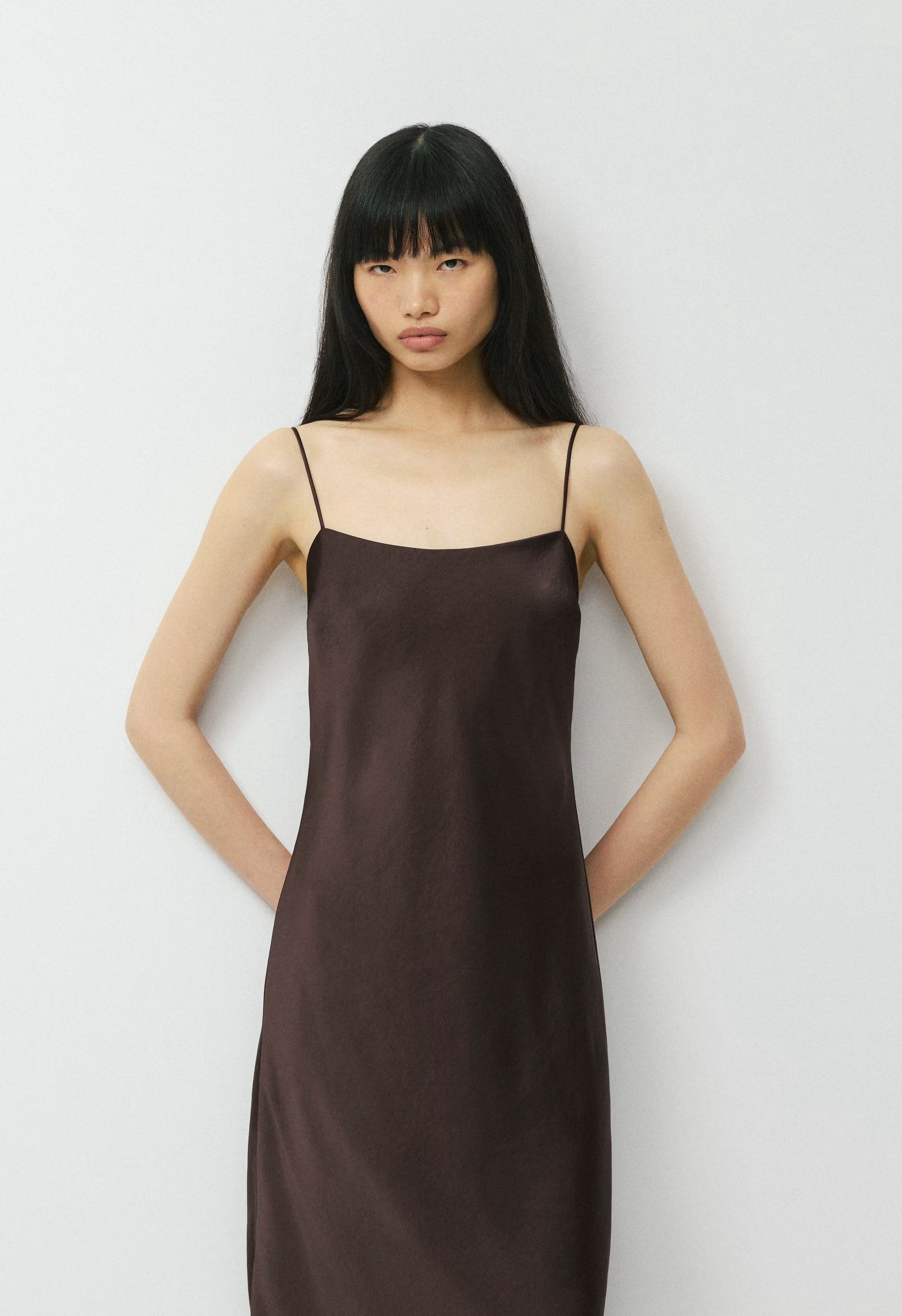 Fresca Satin Cami Dress - RICH MOCHA BROWN