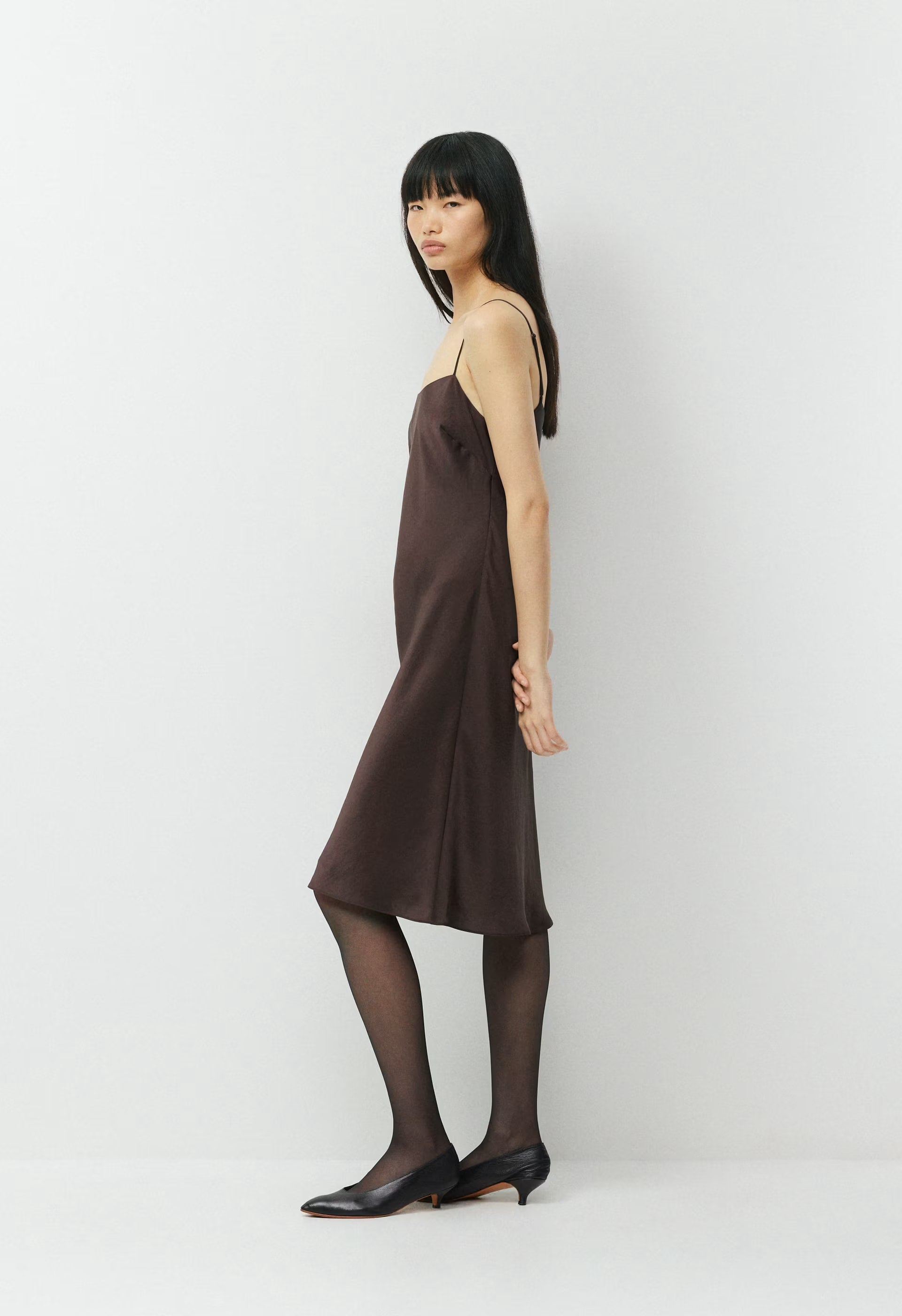 Fresca Satin Cami Dress - RICH MOCHA BROWN