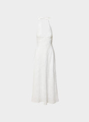 Nightscape Linen Halter Dress - WHITE/ ADMIRAL