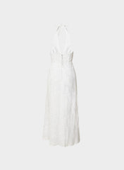 Nightscape Linen Halter Dress - WHITE/ ADMIRAL