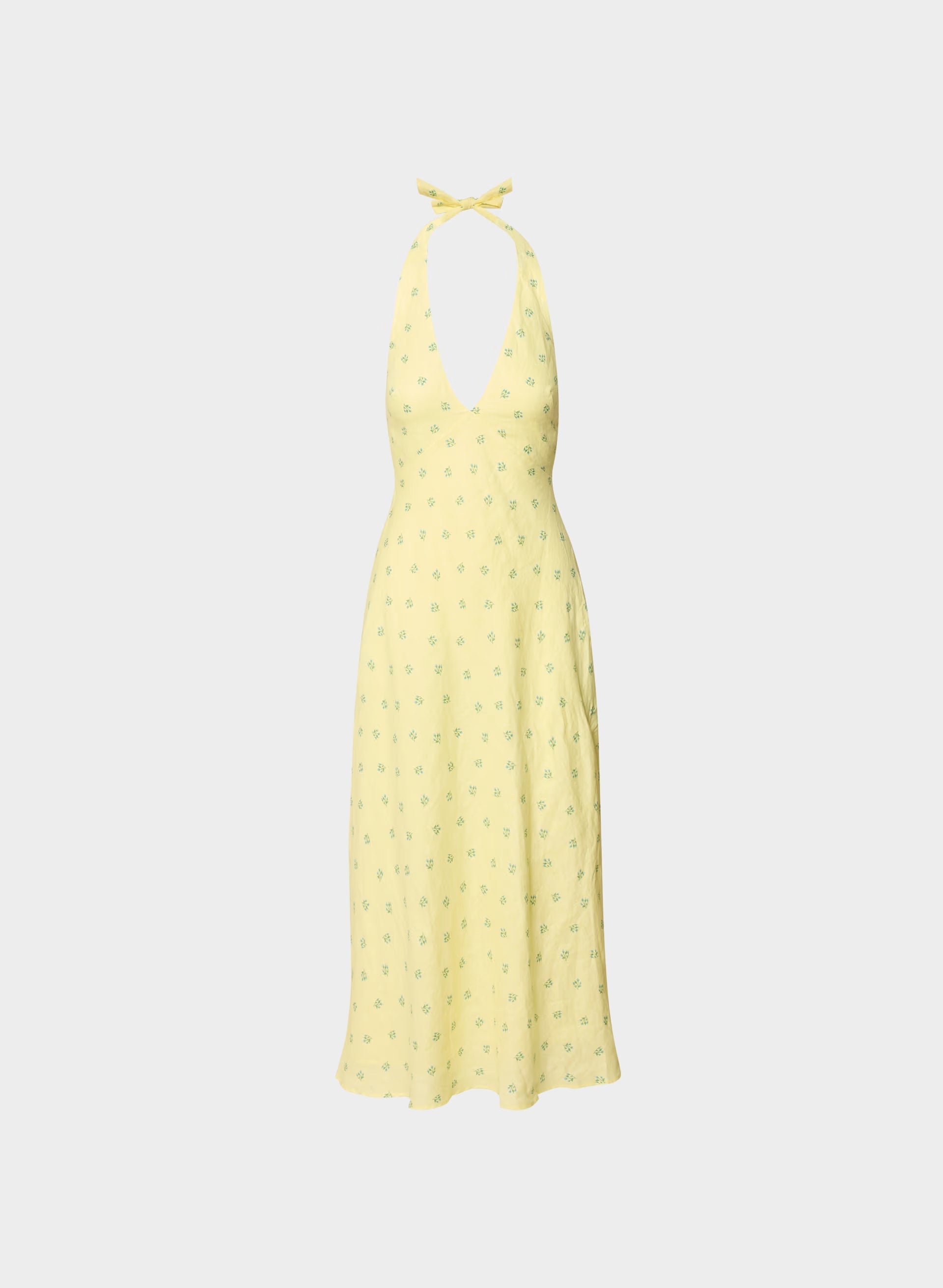Nightscape Linen Halter Dress - LEMONADE/BLUE