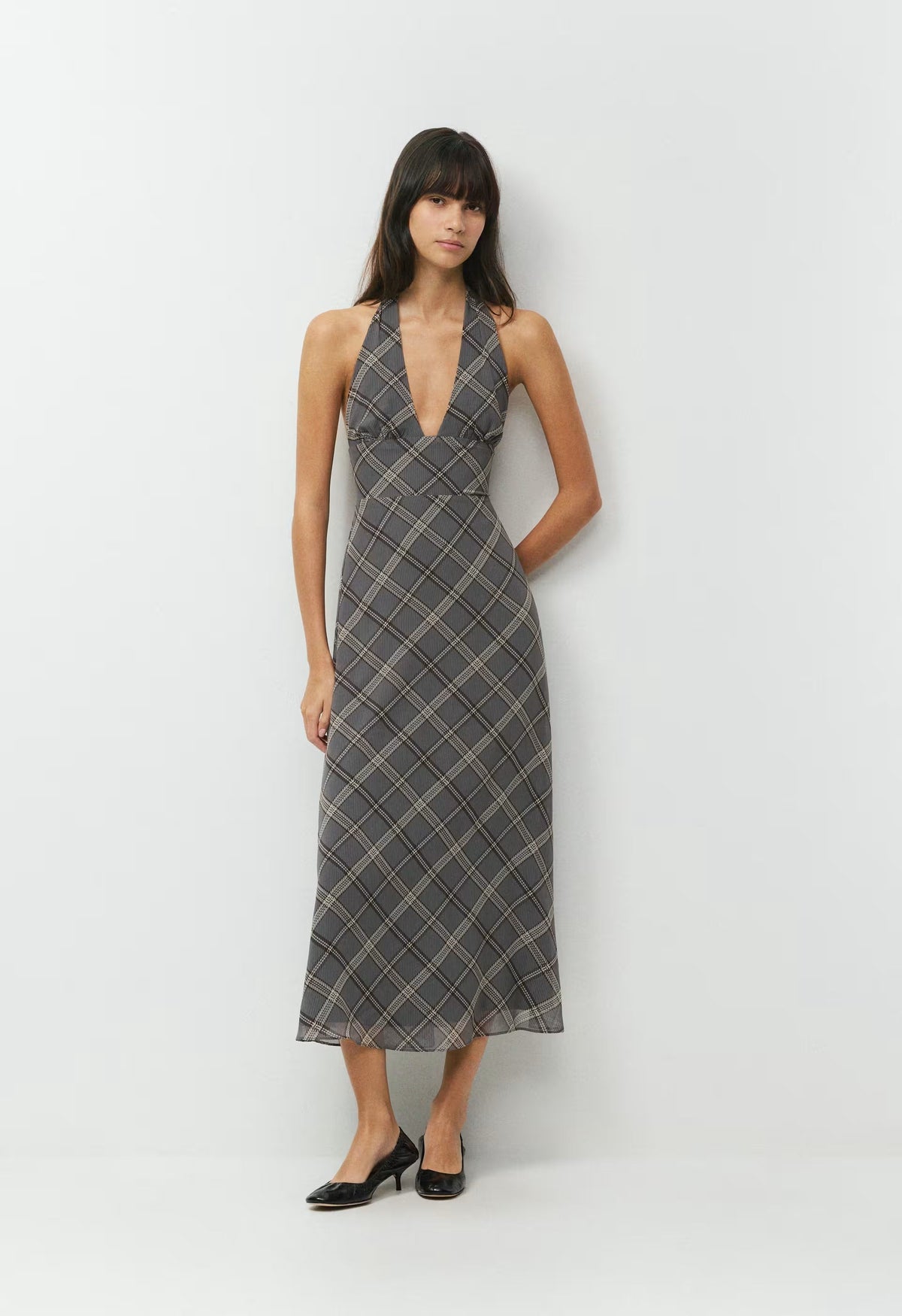 Orchardine Halter Dress - DK GREY/ SSIDE CREAM