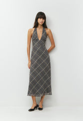 Orchardine Halter Dress - DK GREY/ SSIDE CREAM