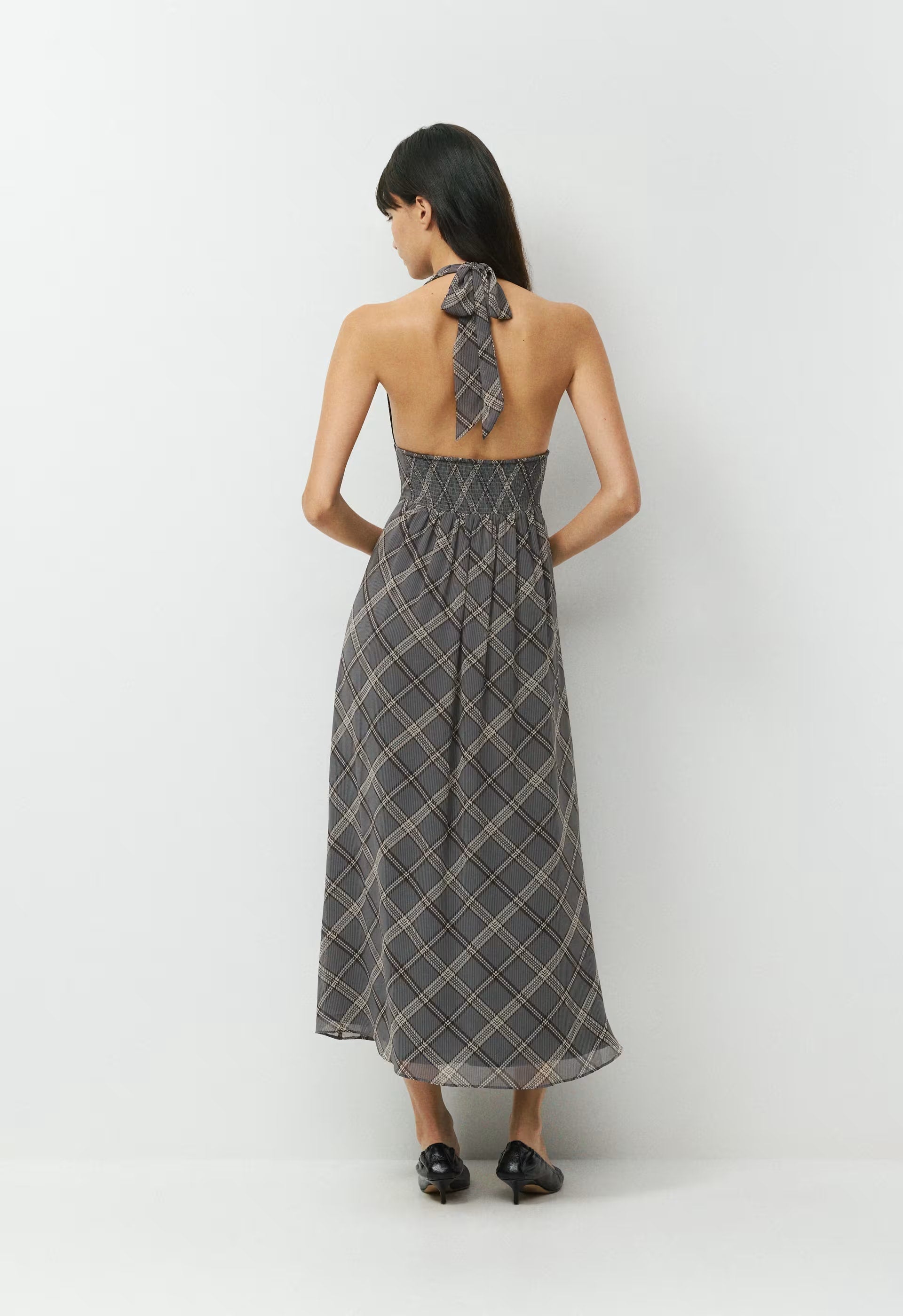 Orchardine Halter Dress - DK GREY/ SSIDE CREAM