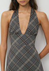 Orchardine Halter Dress - DK GREY/ SSIDE CREAM