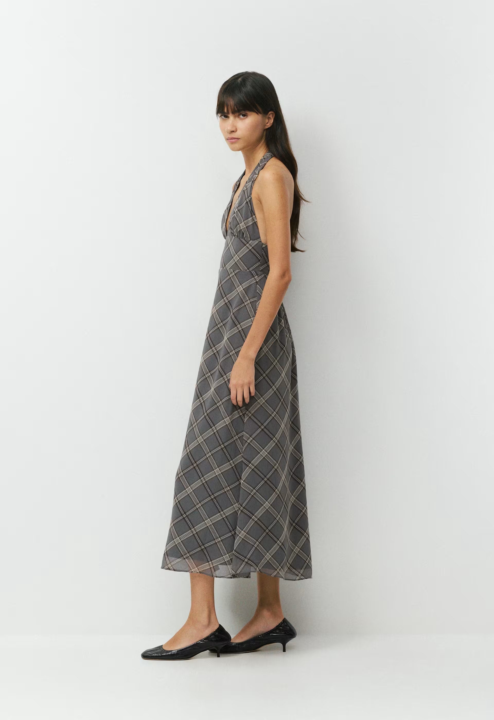 Orchardine Halter Dress - DK GREY/ SSIDE CREAM
