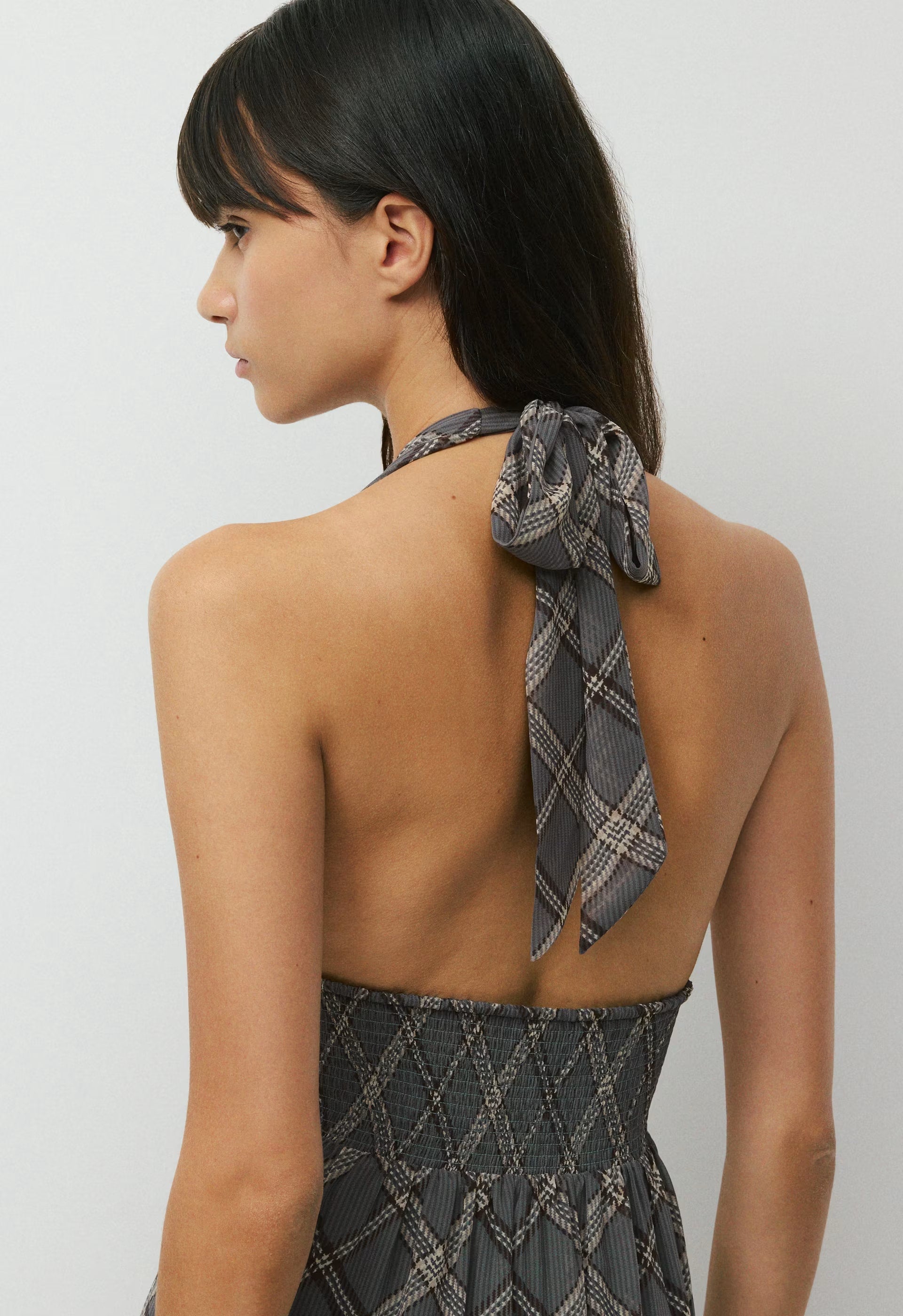 Orchardine Halter Dress - DK GREY/ SSIDE CREAM