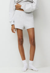 Cozy Sweatfleece Perfect Hi-Rise Mini Short - HEATHER CLOUD WHITE