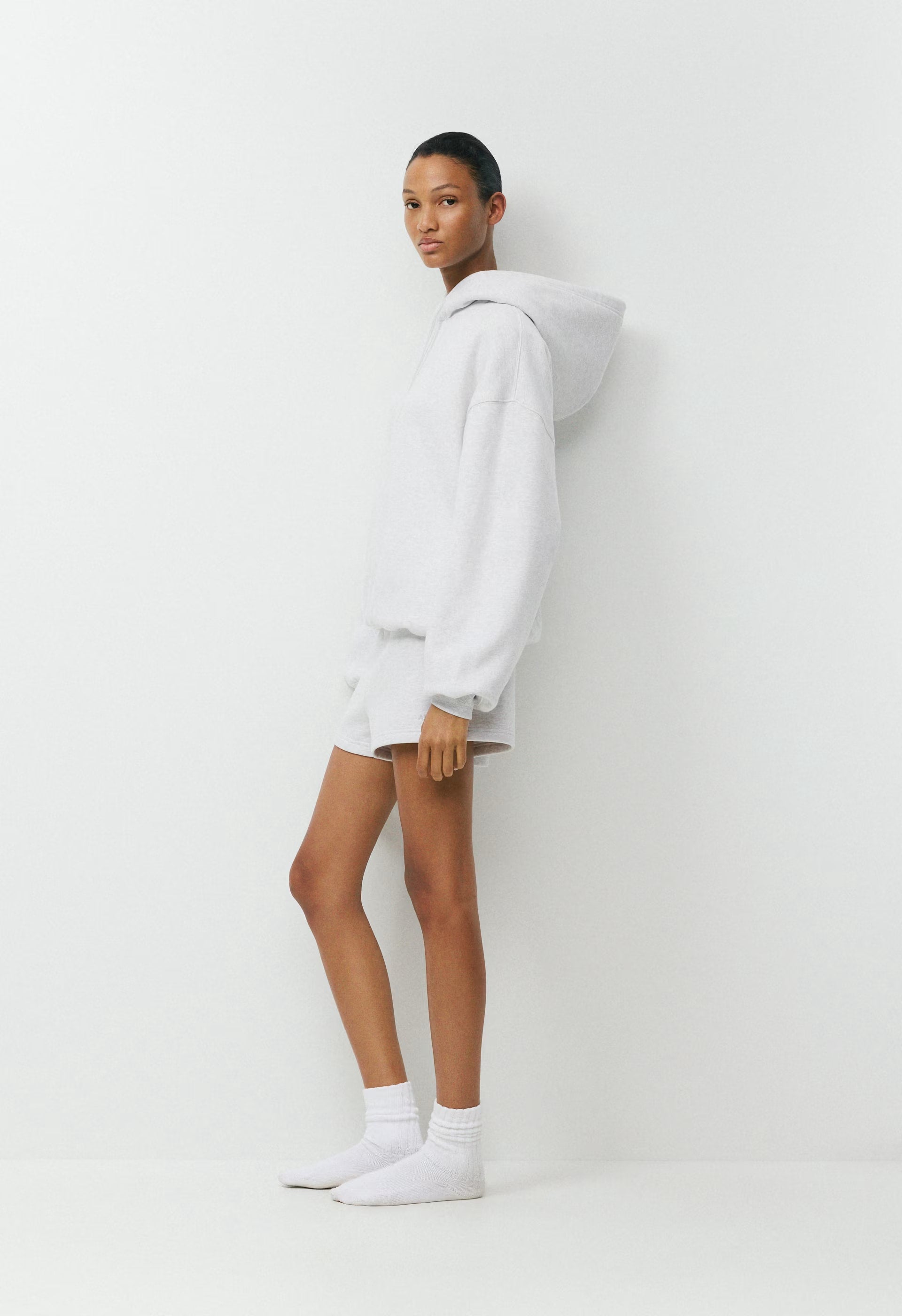 Cozy Sweatfleece Perfect Hi-Rise Mini Short - HEATHER CLOUD WHITE