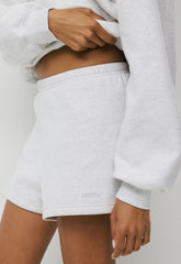 Cozy Sweatfleece Perfect Hi-Rise Mini Short - HEATHER CLOUD WHITE