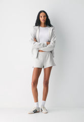 Cozy Sweatfleece Perfect Micro Short - HEATHER CLOUD WHITE
