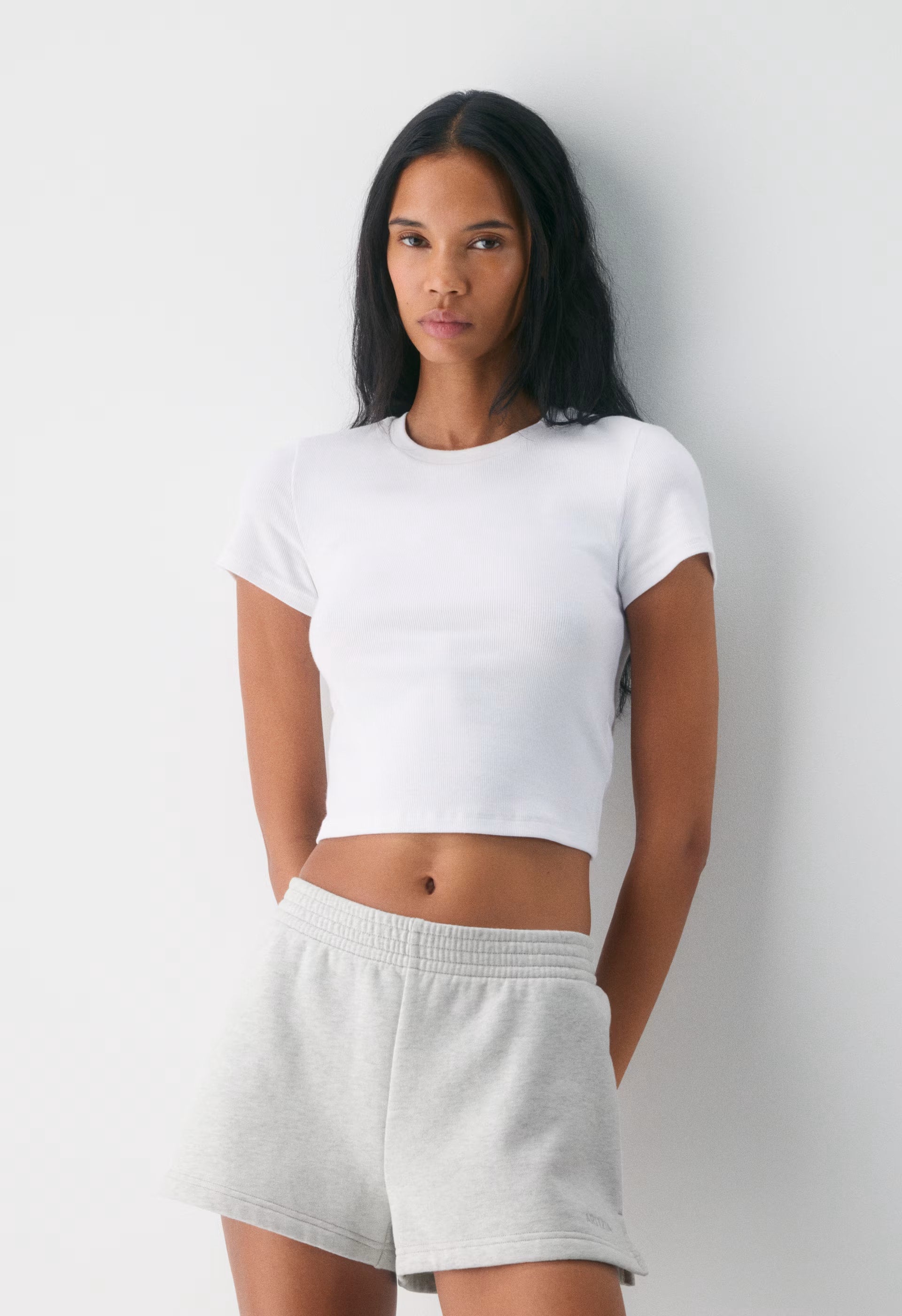 Cozy Sweatfleece Perfect Micro Short - HEATHER CLOUD WHITE