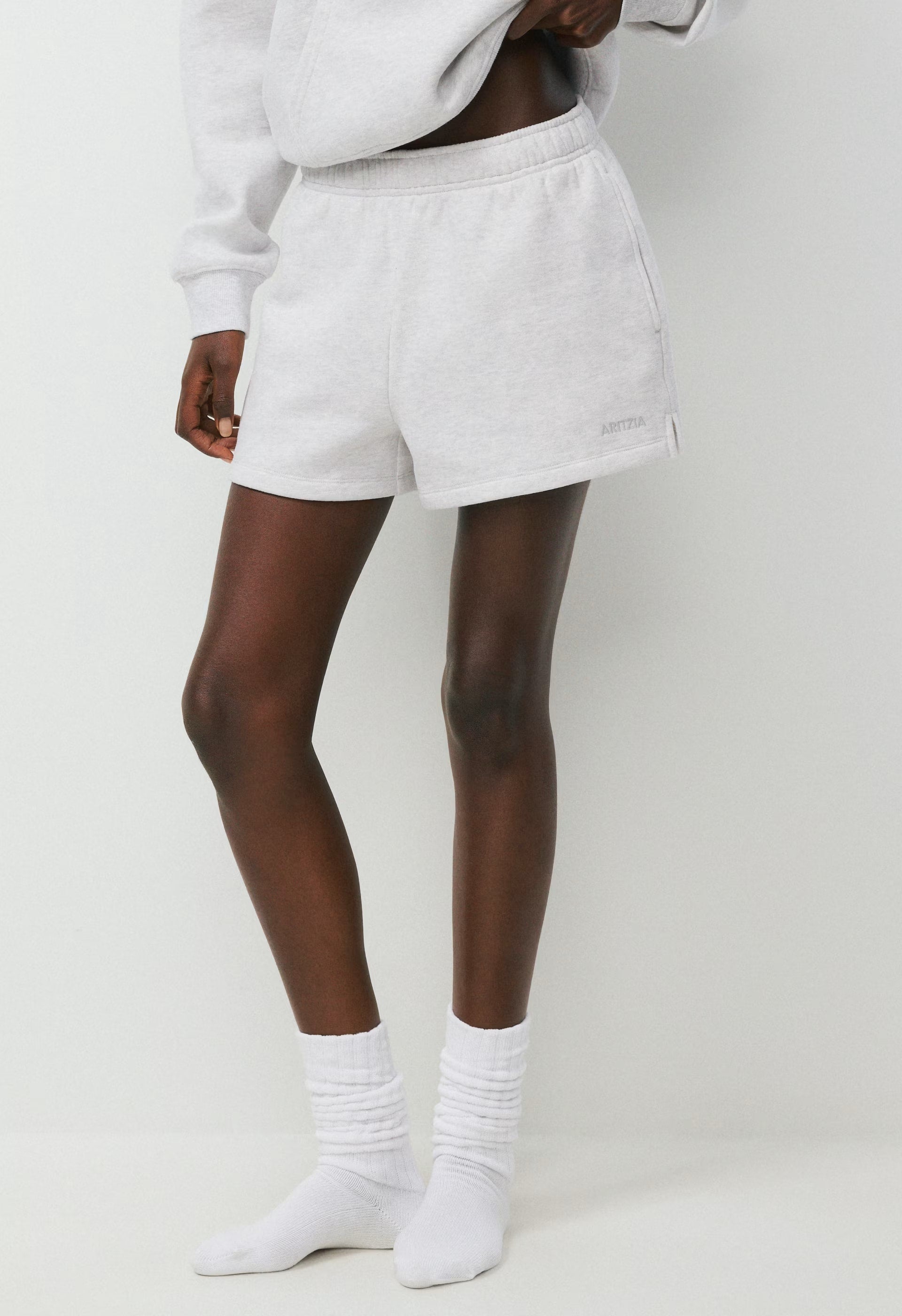 Cozy Sweatfleece Mega Hi-Rise Mini Short - HEATHER CLOUD WHITE