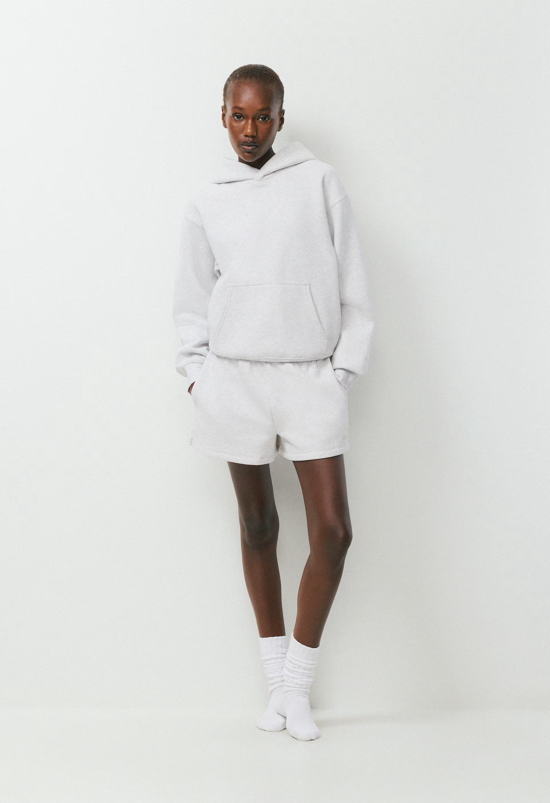 Cozy Sweatfleece Mega Hi-Rise Mini Short - HEATHER CLOUD WHITE