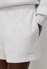 Cozy Sweatfleece Mega Hi-Rise Mini Short - HEATHER CLOUD WHITE