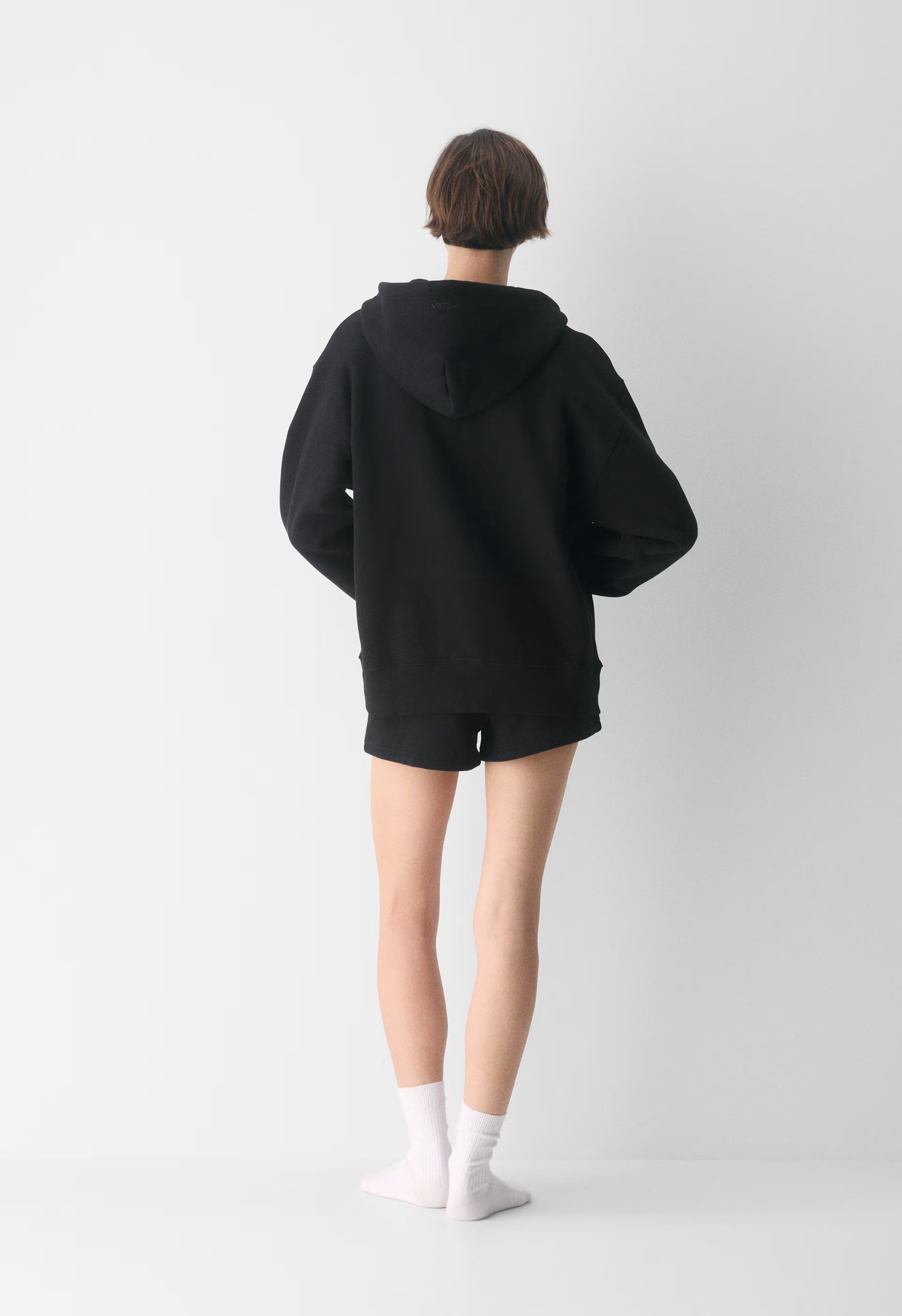 Cozy Sweatfleece Boyfriend Lo-Rise Mini Short - BLACK