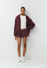 Cozy Sweatfleece Boyfriend Lo-Rise Mini Short - GALA PLUM