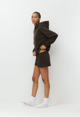 Cozy Sweatfleece Boyfriend Lo-Rise Mini Short - CACAO NIB BROWN