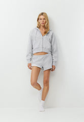 Cozy Sweatfleece Boyfriend Lo-Rise Mini Short - HEATHER CHROME