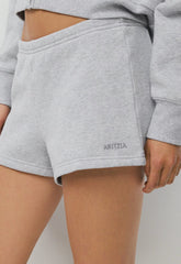 Cozy Sweatfleece Boyfriend Lo-Rise Mini Short - HEATHER CHROME