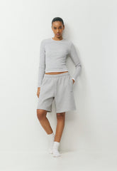 Cozy Sweatfleece Mega Above-Knee Short - HEATHER CHROME