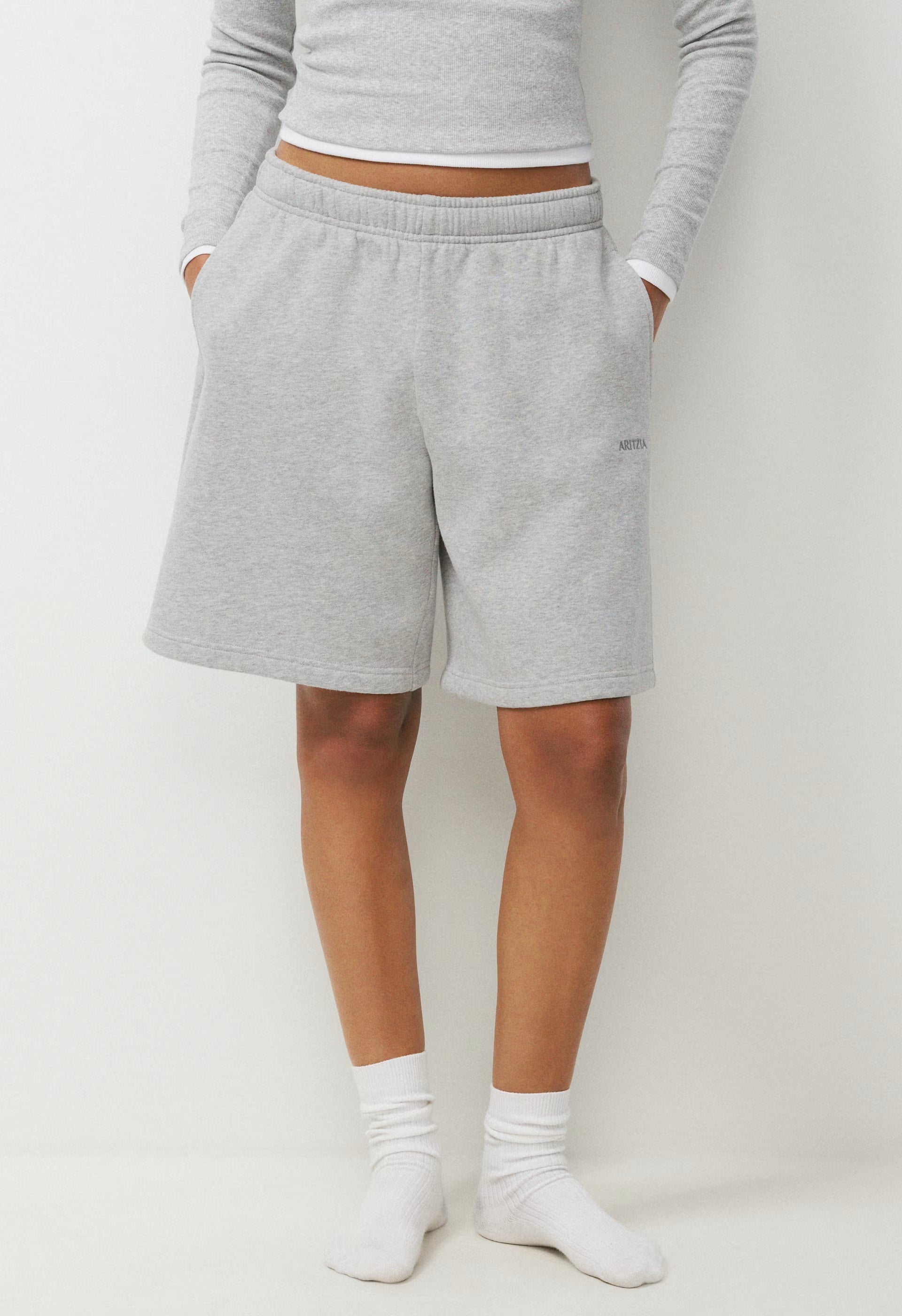 Cozy Sweatfleece Mega Above-Knee Short - HEATHER CHROME
