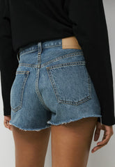Denim Forum The ‘90s Vintage Hi-Rise Mini Denim Short - VINTAGE MEDIUM BLUE