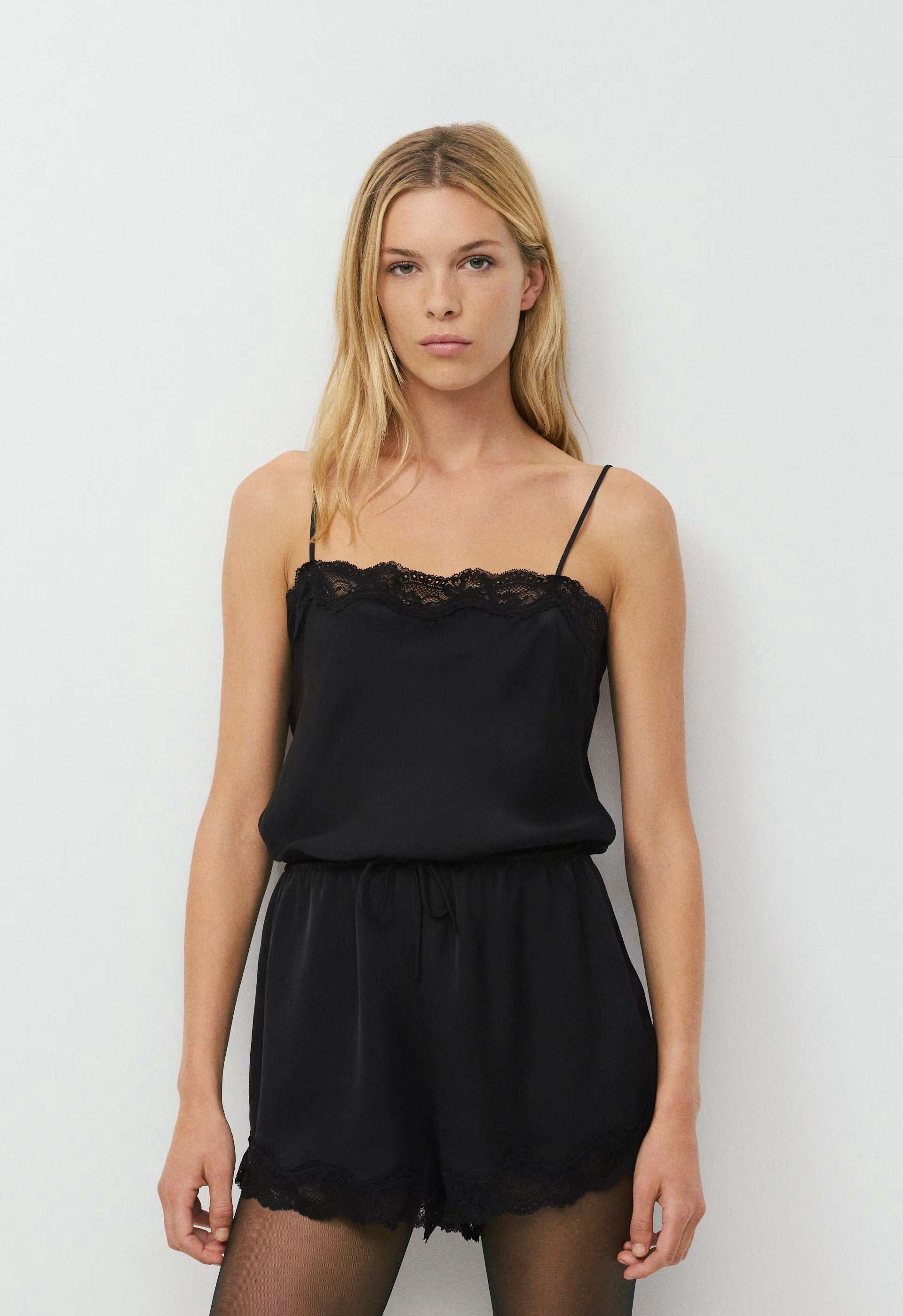 Pulse Satin Romper - BLACK