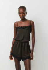 Pulse Satin Romper - CACAO NIB BRWN/BLACK